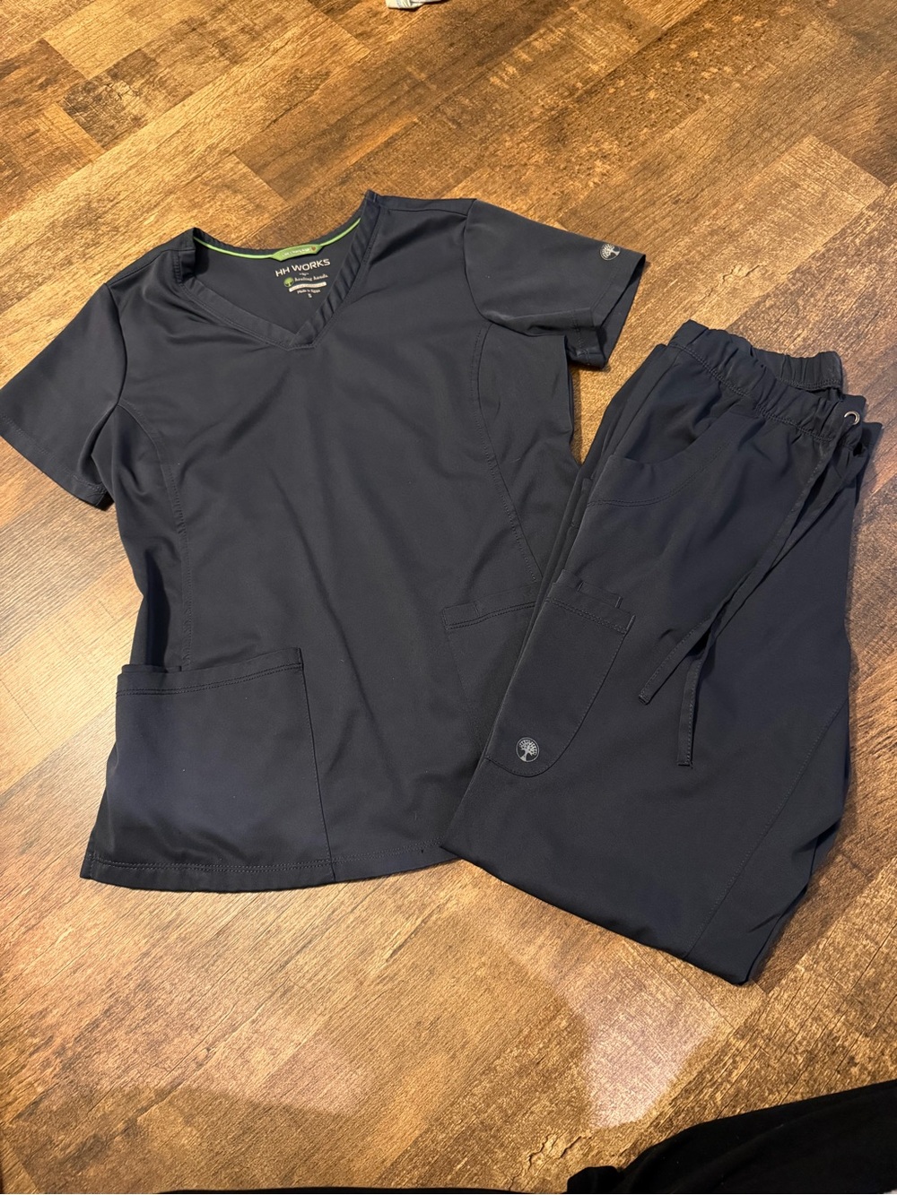 healing hands Charcoal Gray Scrub Set
